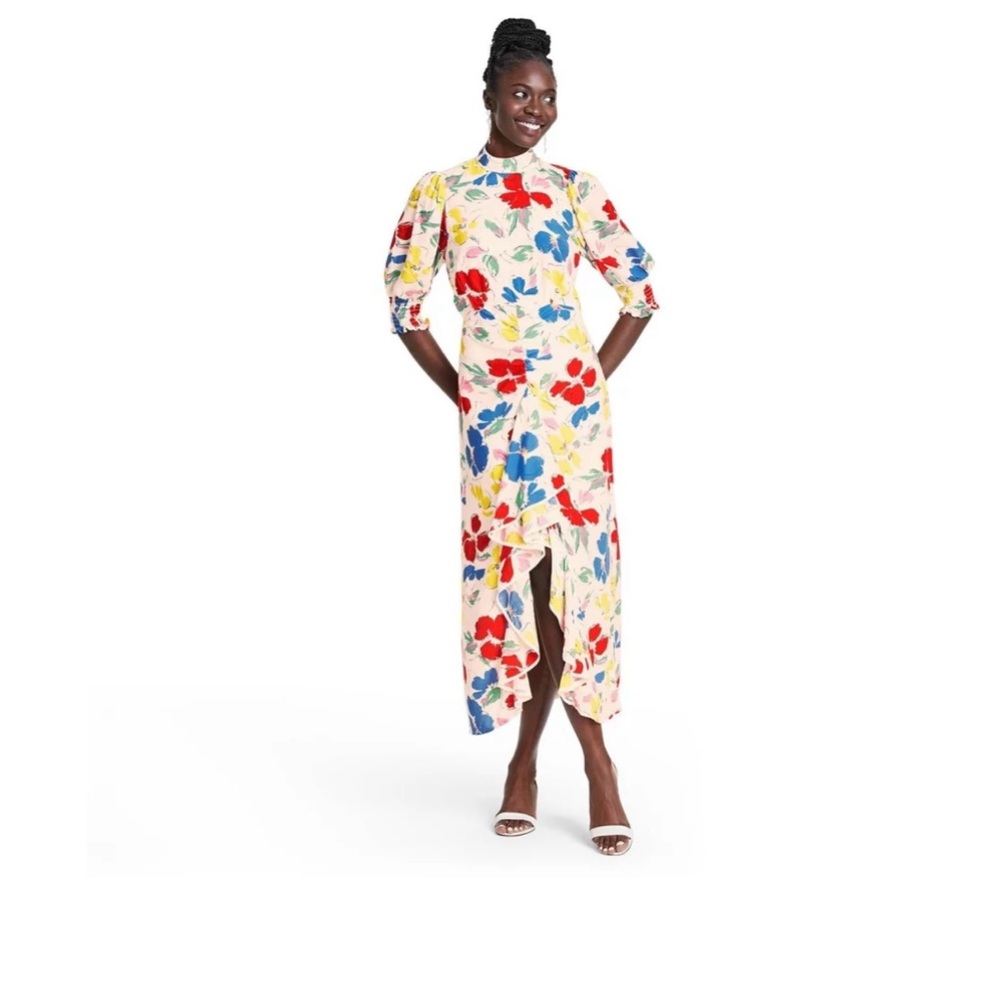 RIXO Floral Cascade Ruffle Dress A4